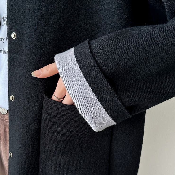 裏配色カーディガン 配色カーディガン ニットカーディガン | COCOMOMO | 詳細画像18 