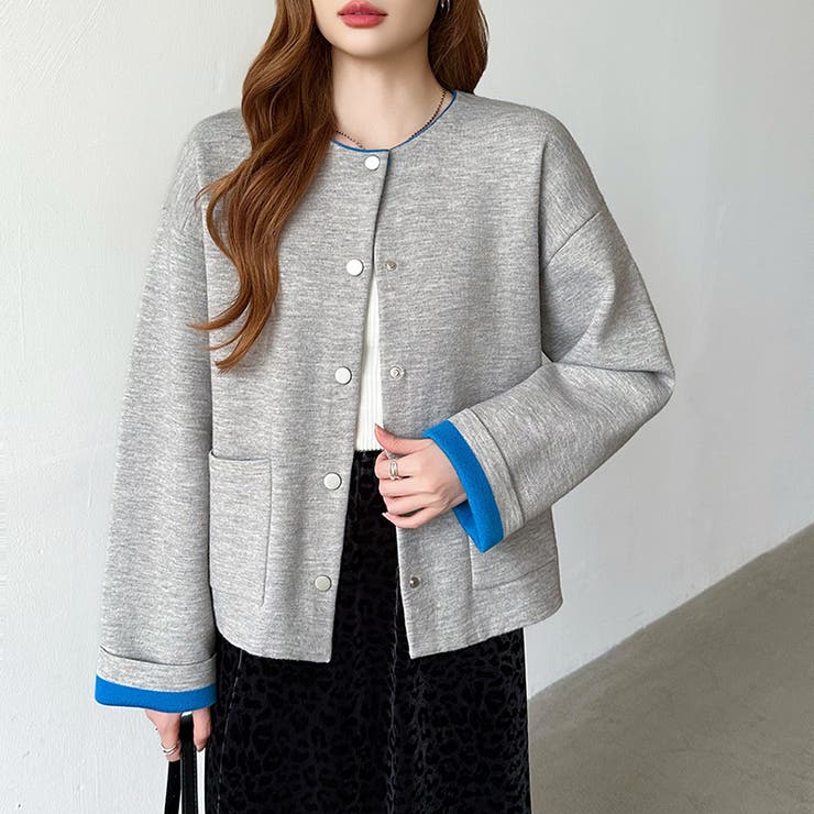 裏配色カーディガン 配色カーディガン ニットカーディガン | COCOMOMO | 詳細画像35 