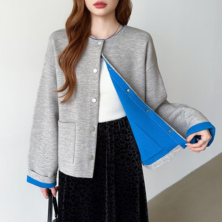 裏配色カーディガン 配色カーディガン ニットカーディガン | COCOMOMO | 詳細画像36 