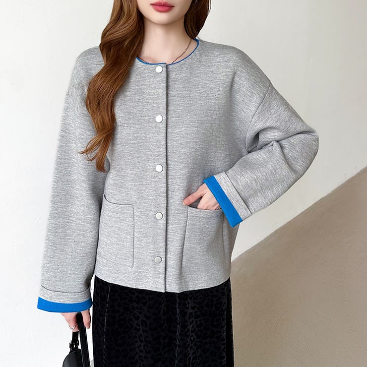 裏配色カーディガン 配色カーディガン ニットカーディガン | COCOMOMO | 詳細画像43 