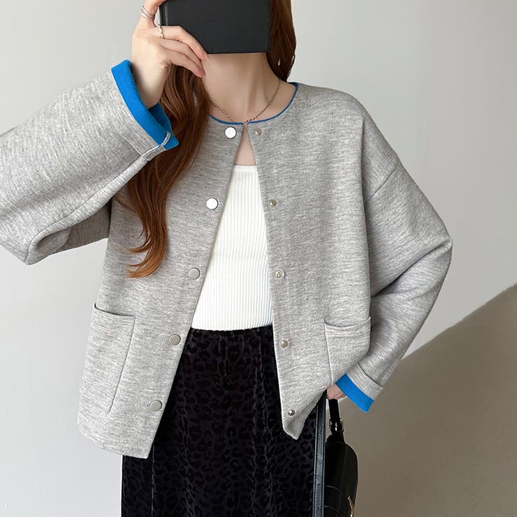 裏配色カーディガン 配色カーディガン ニットカーディガン | COCOMOMO | 詳細画像45 