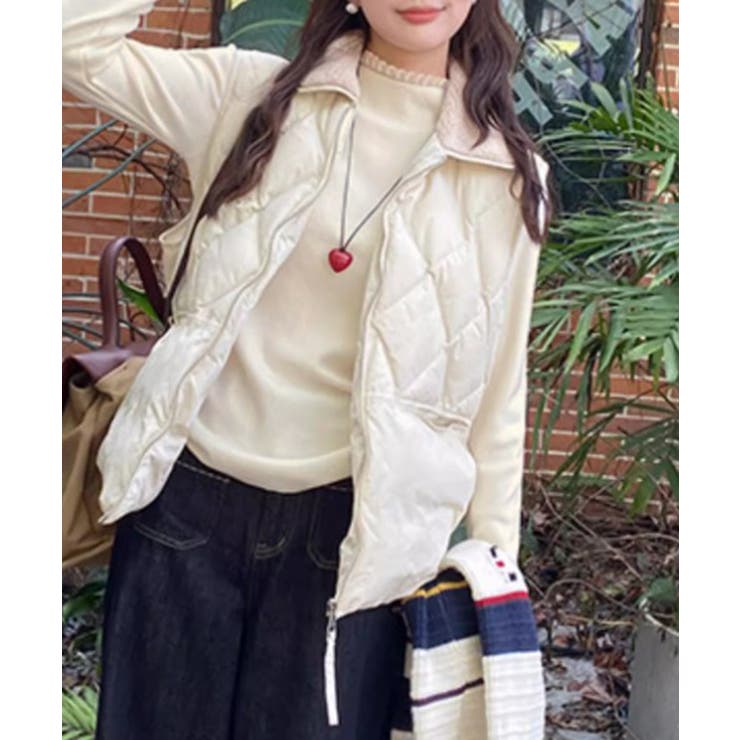 チラ見えレースで上品に。レースニット レイヤード風 ニット | COCOMOMO | 詳細画像11 