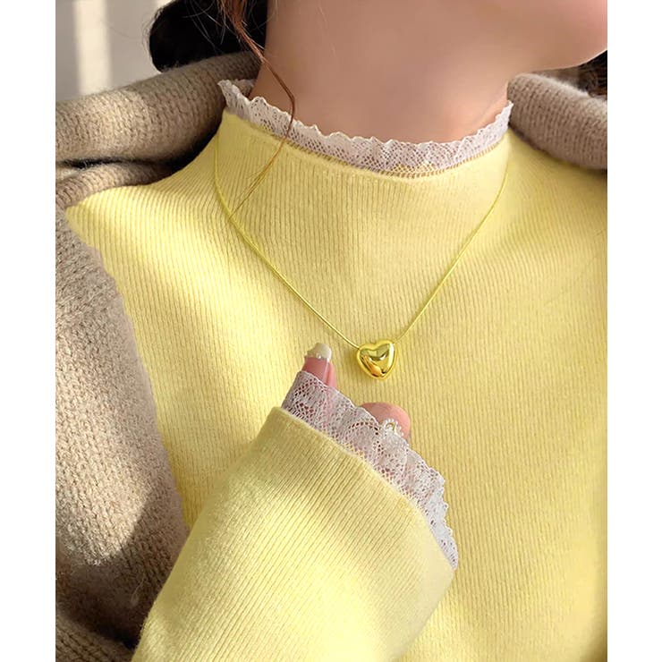 チラ見えレースで上品に。レースニット レイヤード風 ニット | COCOMOMO | 詳細画像7 