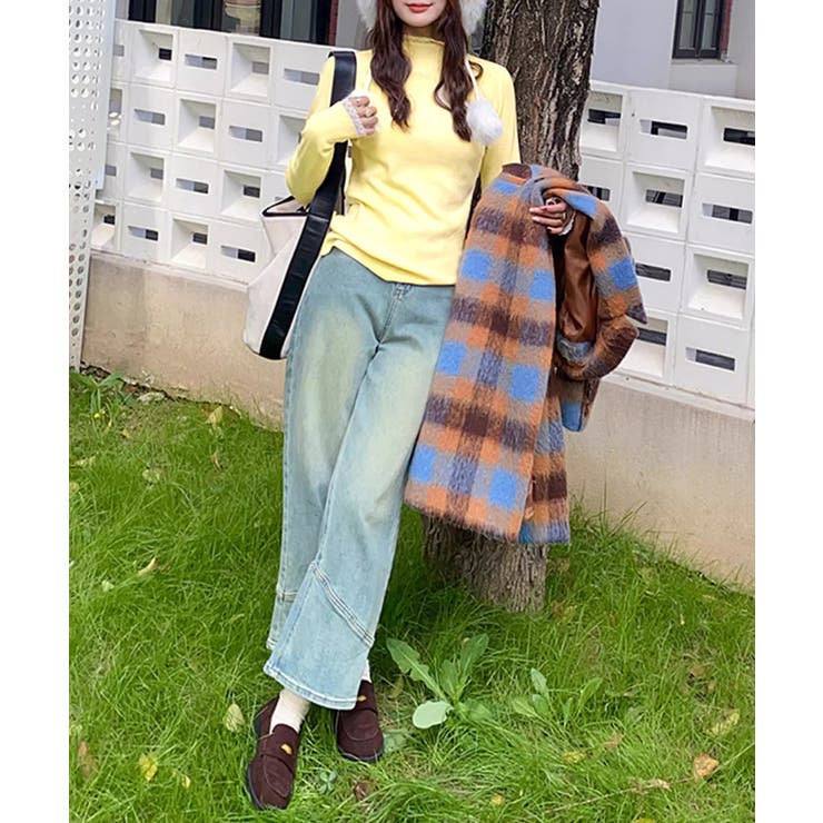 チラ見えレースで上品に。レースニット レイヤード風 ニット | COCOMOMO | 詳細画像8 