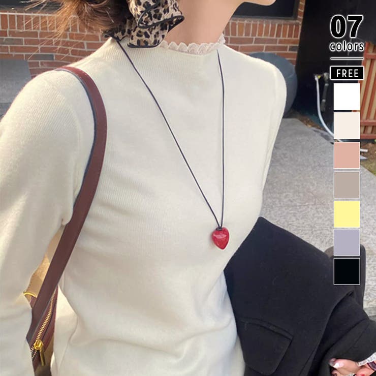 アイボリー | チラ見えレースで上品に。レースニット レイヤード風 ニット | COCOMOMO