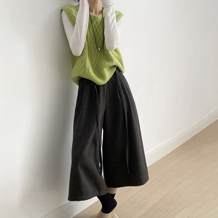 ガウチョパンツ ワイドパンツ ワイドクロップドパンツ | COCOMOMO | 詳細画像13 