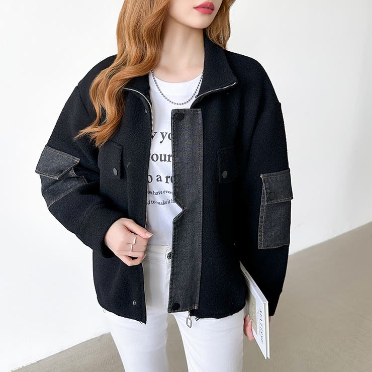 デニム切り替えブルゾン デニムドッキング ブルゾン | COCOMOMO | 詳細画像11 