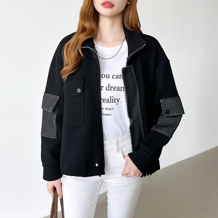 デニム切り替えブルゾン デニムドッキング ブルゾン | COCOMOMO | 詳細画像12 