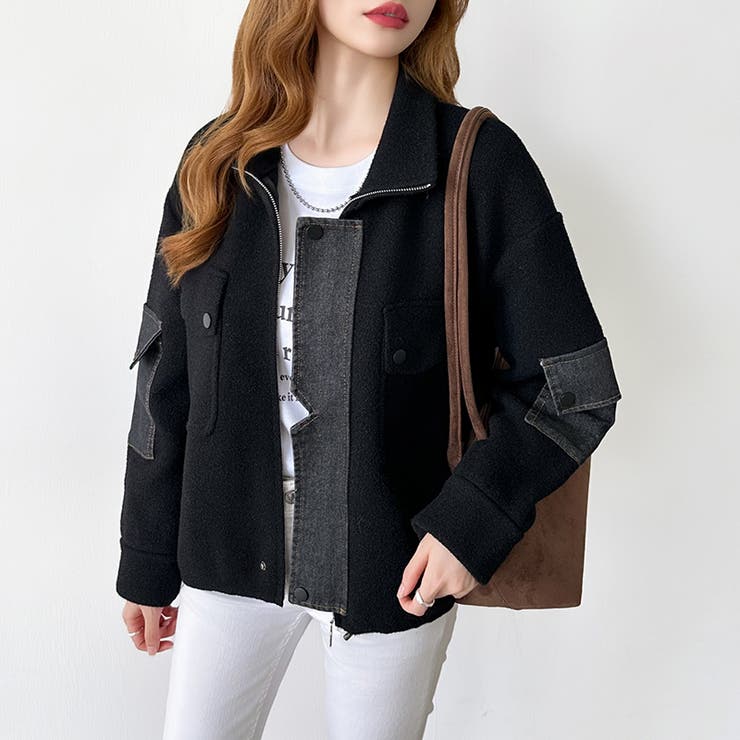 デニム切り替えブルゾン デニムドッキング ブルゾン | COCOMOMO | 詳細画像13 