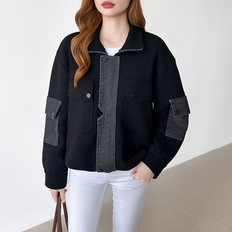 デニム切り替えブルゾン デニムドッキング ブルゾン | COCOMOMO | 詳細画像15 