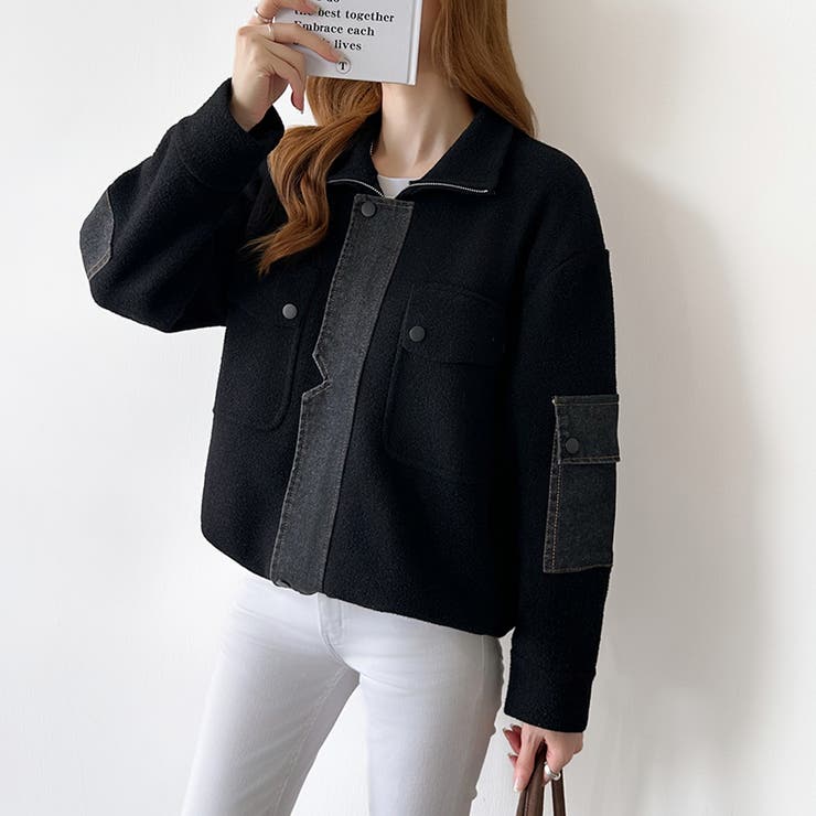 デニム切り替えブルゾン デニムドッキング ブルゾン | COCOMOMO | 詳細画像17 