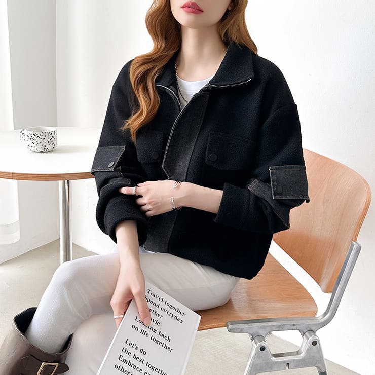 デニム切り替えブルゾン デニムドッキング ブルゾン | COCOMOMO | 詳細画像19 