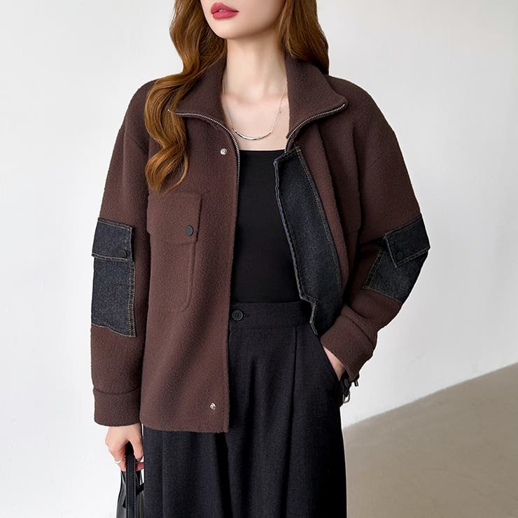 デニム切り替えブルゾン デニムドッキング ブルゾン | COCOMOMO | 詳細画像2 