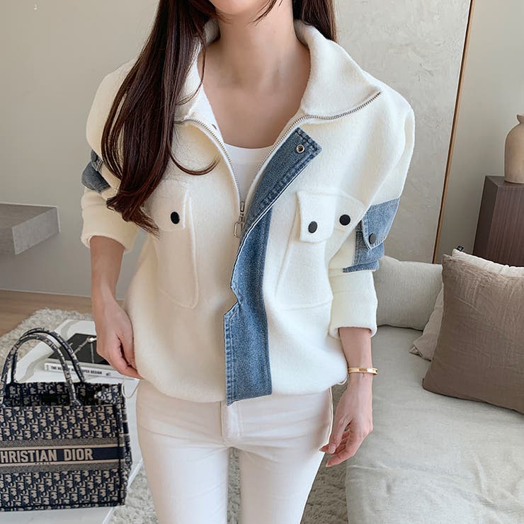 デニム切り替えブルゾン デニムドッキング ブルゾン | COCOMOMO | 詳細画像20 