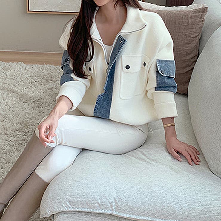 デニム切り替えブルゾン デニムドッキング ブルゾン | COCOMOMO | 詳細画像22 