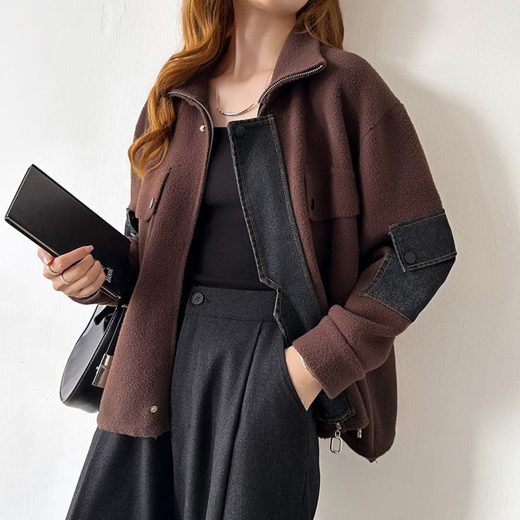 デニム切り替えブルゾン デニムドッキング ブルゾン | COCOMOMO | 詳細画像3 