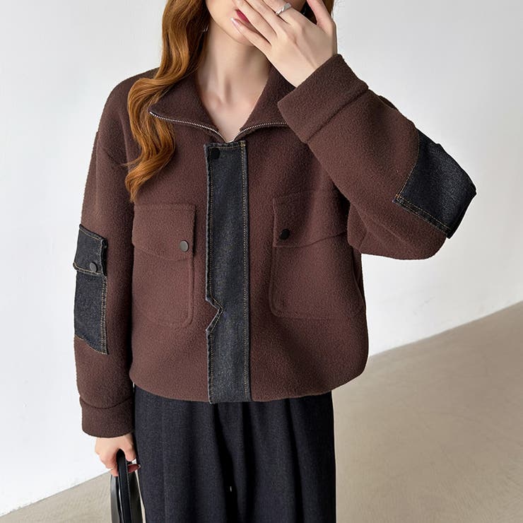 デニム切り替えブルゾン デニムドッキング ブルゾン | COCOMOMO | 詳細画像6 