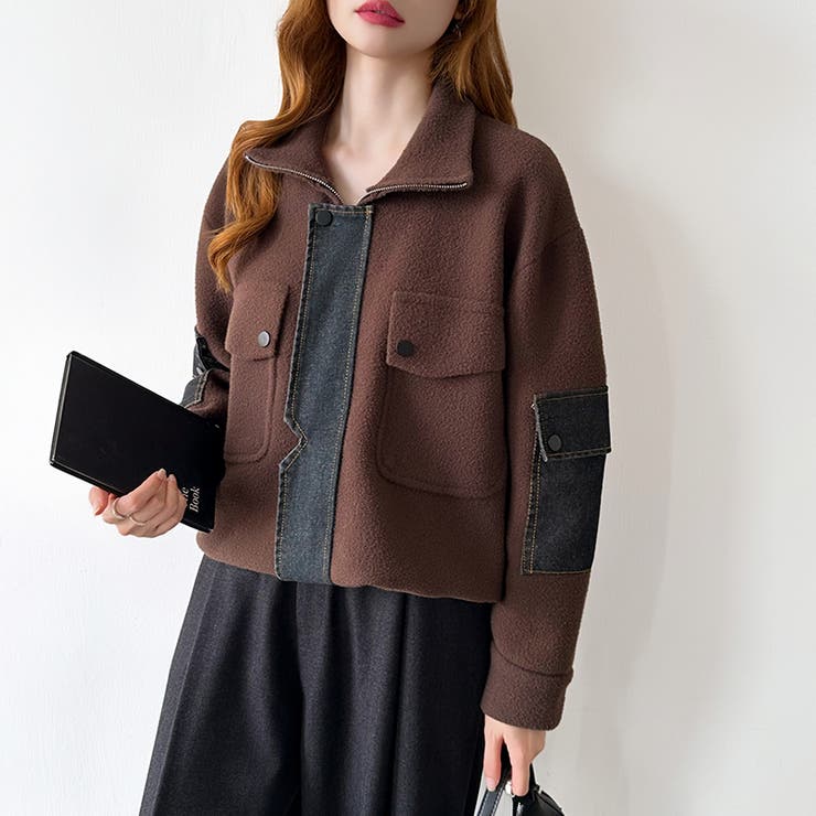 デニム切り替えブルゾン デニムドッキング ブルゾン | COCOMOMO | 詳細画像8 