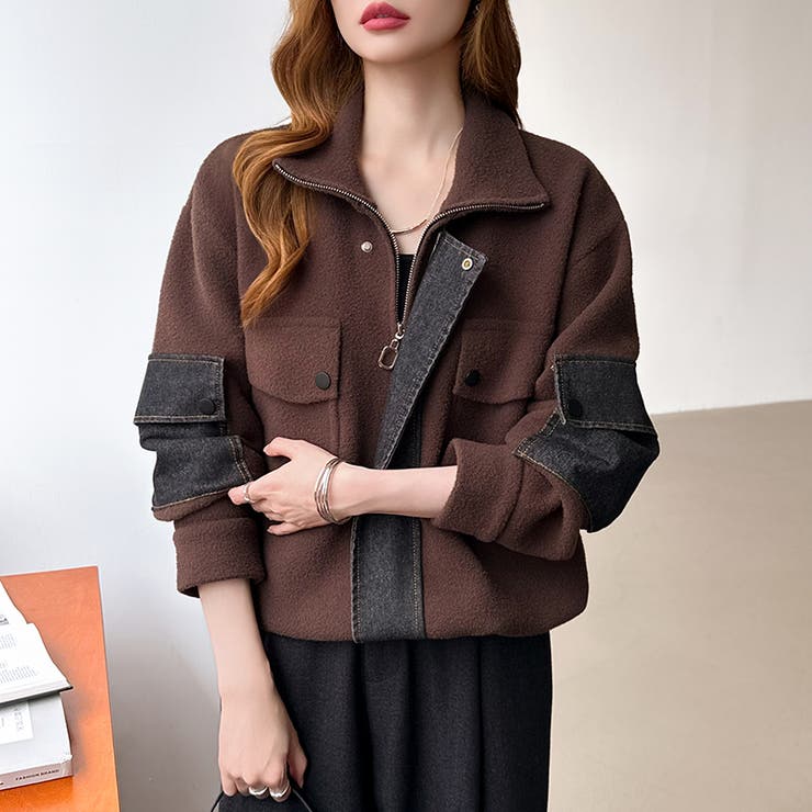 デニム切り替えブルゾン デニムドッキング ブルゾン | COCOMOMO | 詳細画像9 