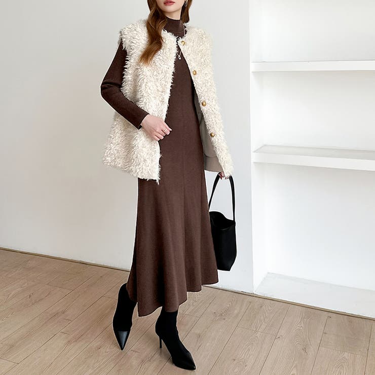 きれいめカジュアルワンピース ニットワンピース フレアワンピース | COCOMOMO | 詳細画像12 