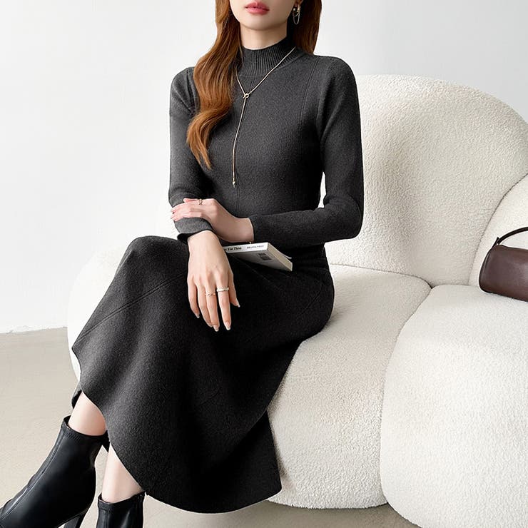 きれいめカジュアルワンピース ニットワンピース フレアワンピース | COCOMOMO | 詳細画像30 