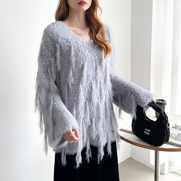 ふわふわフリンジシャギーニット シャギーニット フェザーニット | COCOMOMO | 詳細画像10 