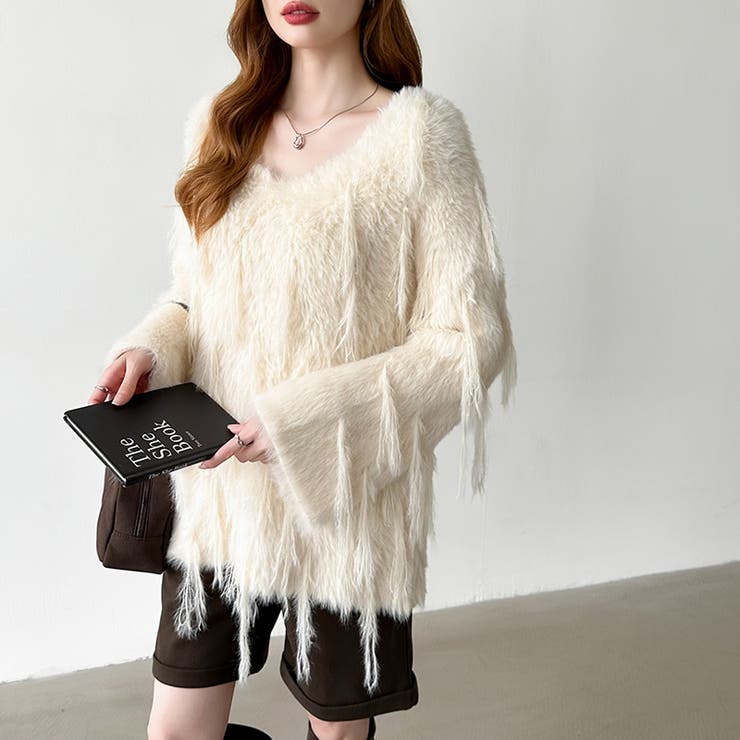 ふわふわフリンジシャギーニット シャギーニット フェザーニット | COCOMOMO | 詳細画像12 