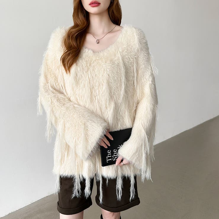 ふわふわフリンジシャギーニット シャギーニット フェザーニット | COCOMOMO | 詳細画像13 