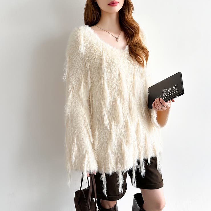 ふわふわフリンジシャギーニット シャギーニット フェザーニット | COCOMOMO | 詳細画像14 