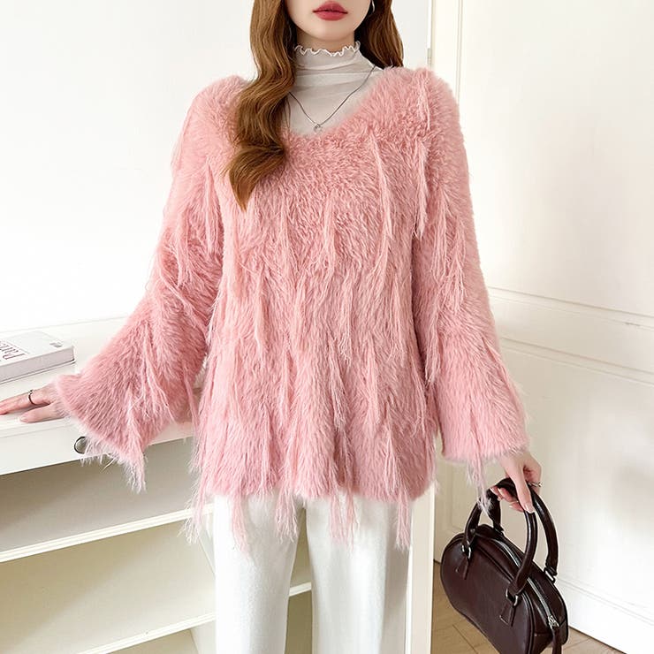 ふわふわフリンジシャギーニット シャギーニット フェザーニット | COCOMOMO | 詳細画像28 