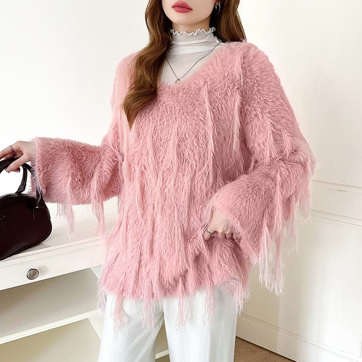 ふわふわフリンジシャギーニット シャギーニット フェザーニット | COCOMOMO | 詳細画像29 