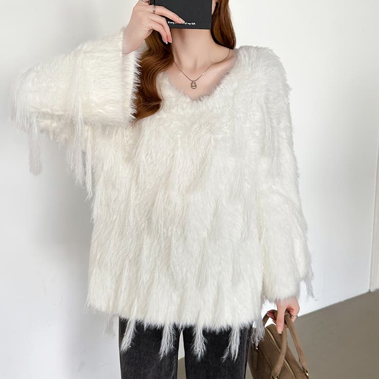 ふわふわフリンジシャギーニット シャギーニット フェザーニット | COCOMOMO | 詳細画像31 