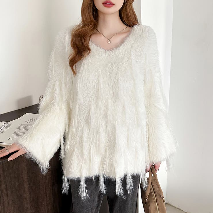 ふわふわフリンジシャギーニット シャギーニット フェザーニット | COCOMOMO | 詳細画像37 