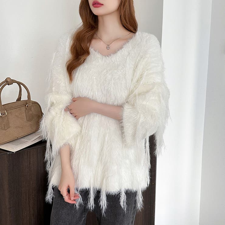 ふわふわフリンジシャギーニット シャギーニット フェザーニット | COCOMOMO | 詳細画像39 