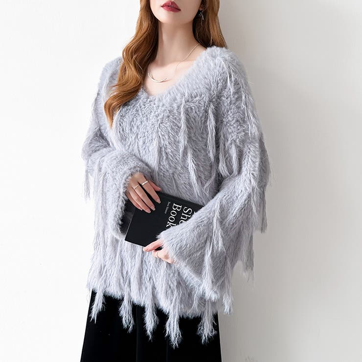 ふわふわフリンジシャギーニット シャギーニット フェザーニット | COCOMOMO | 詳細画像4 