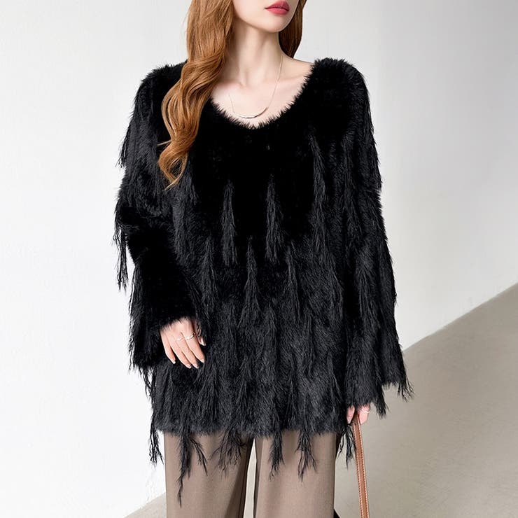 ふわふわフリンジシャギーニット シャギーニット フェザーニット | COCOMOMO | 詳細画像40 