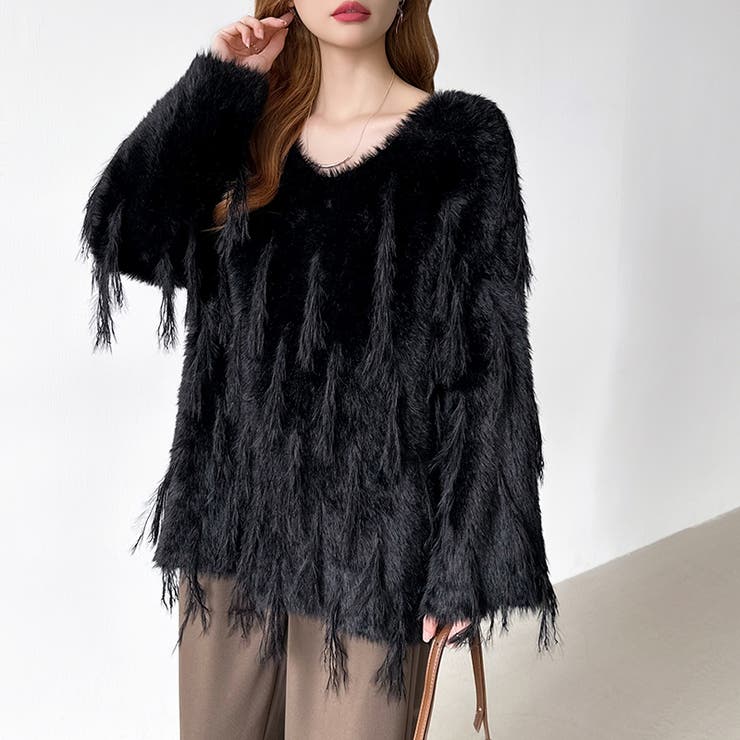 ふわふわフリンジシャギーニット シャギーニット フェザーニット | COCOMOMO | 詳細画像42 