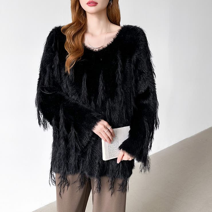 ふわふわフリンジシャギーニット シャギーニット フェザーニット | COCOMOMO | 詳細画像44 