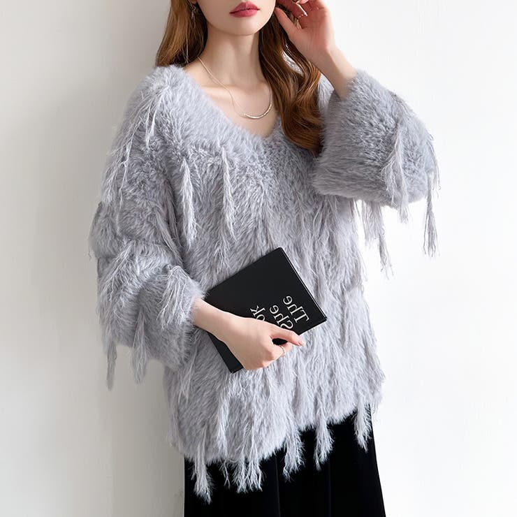 ふわふわフリンジシャギーニット シャギーニット フェザーニット | COCOMOMO | 詳細画像6 