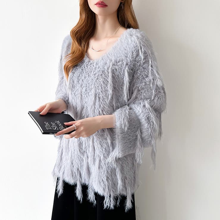 ふわふわフリンジシャギーニット シャギーニット フェザーニット | COCOMOMO | 詳細画像8 