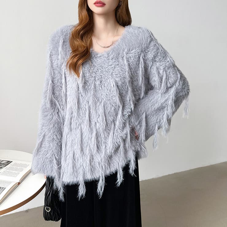 ふわふわフリンジシャギーニット シャギーニット フェザーニット | COCOMOMO | 詳細画像9 