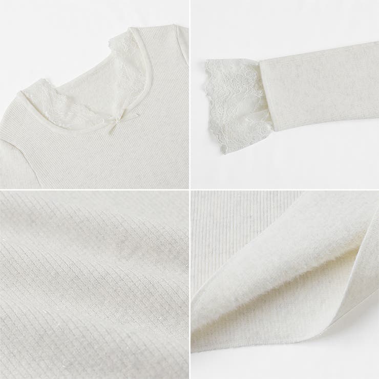 裏起毛ラメレースニット レースニット リブニット | COCOMOMO | 詳細画像13 