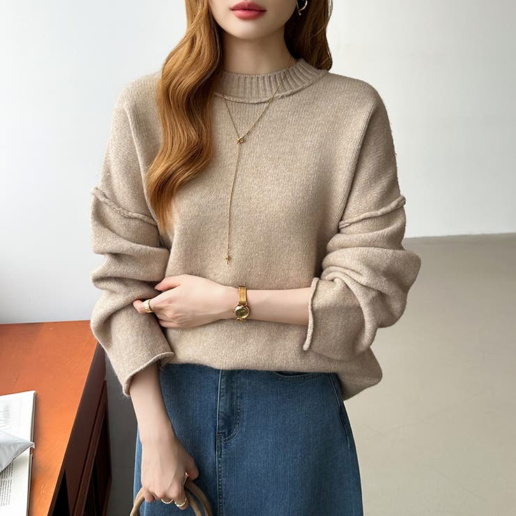 袖切り替えドロップショルダーニット オーバーサイズ ニットセーター | COCOMOMO | 詳細画像11 