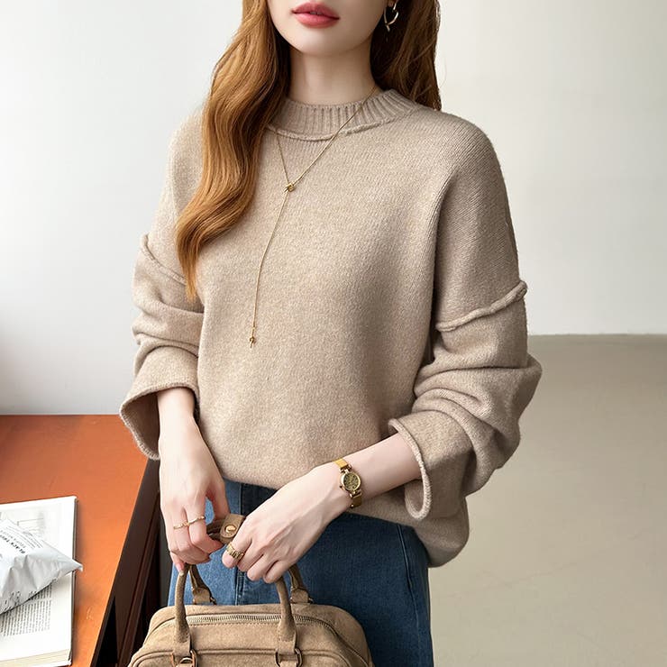 袖切り替えドロップショルダーニット オーバーサイズ ニットセーター | COCOMOMO | 詳細画像13 