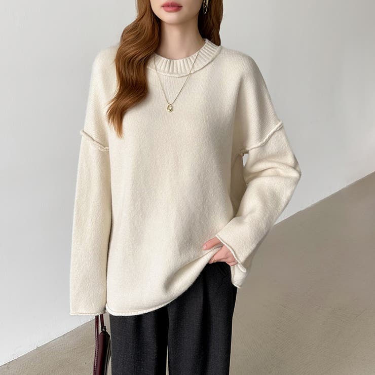 袖切り替えドロップショルダーニット オーバーサイズ ニットセーター | COCOMOMO | 詳細画像14 