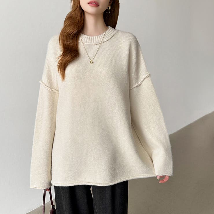 袖切り替えドロップショルダーニット オーバーサイズ ニットセーター | COCOMOMO | 詳細画像15 