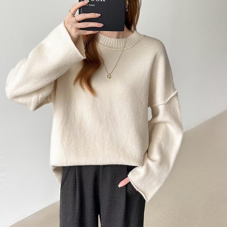 袖切り替えドロップショルダーニット オーバーサイズ ニットセーター | COCOMOMO | 詳細画像17 