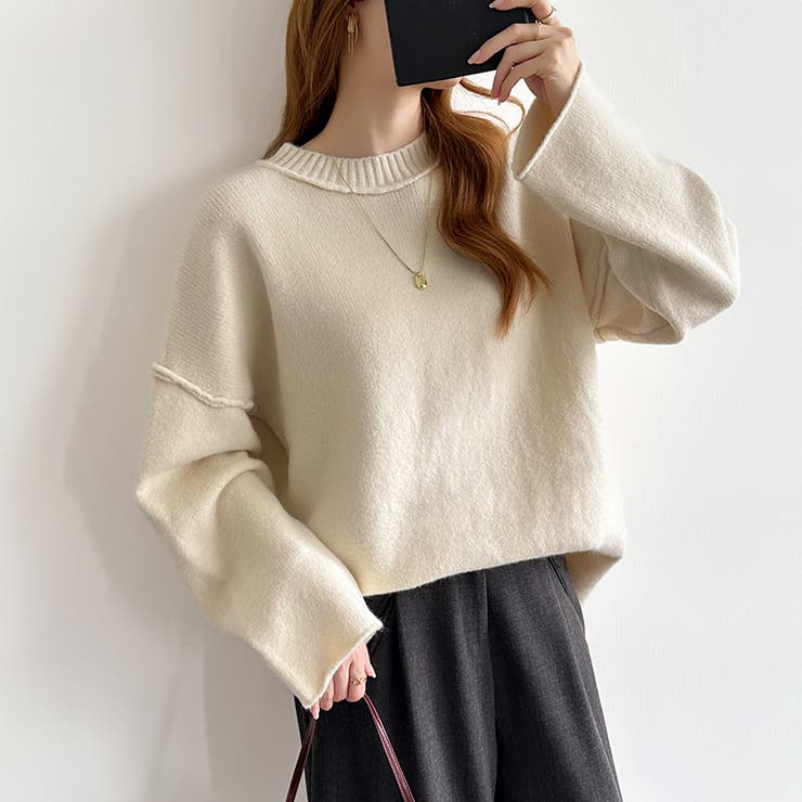 袖切り替えドロップショルダーニット オーバーサイズ ニットセーター | COCOMOMO | 詳細画像18 