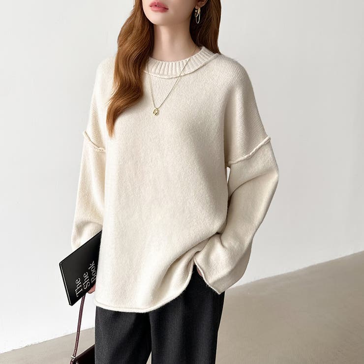 袖切り替えドロップショルダーニット オーバーサイズ ニットセーター | COCOMOMO | 詳細画像21 