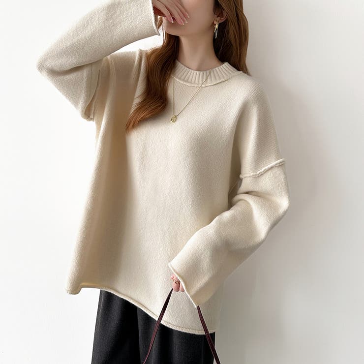 袖切り替えドロップショルダーニット オーバーサイズ ニットセーター | COCOMOMO | 詳細画像22 